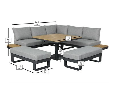 Bramble Crest Brooklyn Square Sofa with Square Tree-Free Piston Table & 2 Benches - Anthracite - image 4