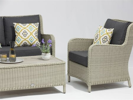 Bramblecrest Chedworth Dove Grey Rattan 2 Seater Sofa with Rectangle Coffee Table & 2 Armchairs - image 2