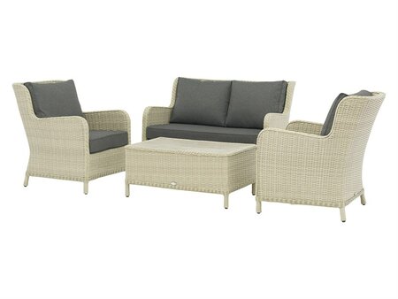 Bramblecrest Chedworth Dove Grey Rattan 2 Seater Sofa with Rectangle Coffee Table & 2 Armchairs - image 4