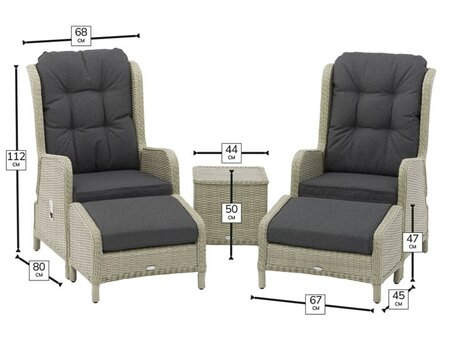 Bramblecrest Chedworth Dove Grey Rattan Deluxe Recliner Set with 2 Footstools & Side Table - image 5