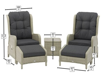 Bramblecrest Chedworth Dove Grey Rattan Deluxe Recliner Set with 2 Footstools & Side Table - image 5