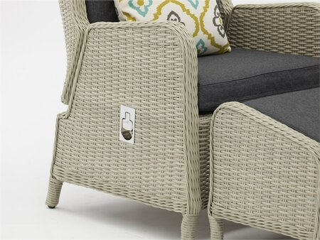 Bramblecrest Chedworth Dove Grey Rattan Recliner Set with 2 Footstools & Side Table - image 3