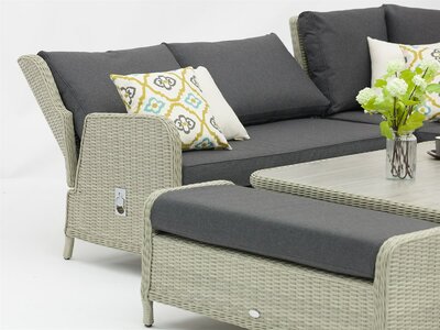 Bramblecrest Chedworth Dove Grey Rattan Reclining Corner Sofa w/Square Adjustable Table & 2 Benches - image 2