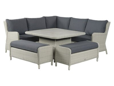 Bramblecrest Chedworth Dove Grey Rattan Reclining Corner Sofa w/Square Adjustable Table & 2 Benches - image 4