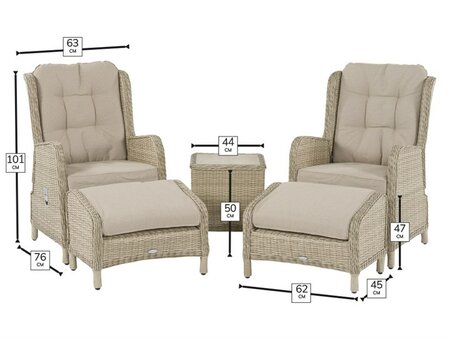 Bramblecrest Chedworth Sandstone Rattan Recliner Set with 2 Footstools & Side Table - image 4