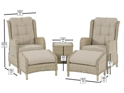 Bramblecrest Chedworth Sandstone Rattan Recliner Set with 2 Footstools & Side Table - image 4