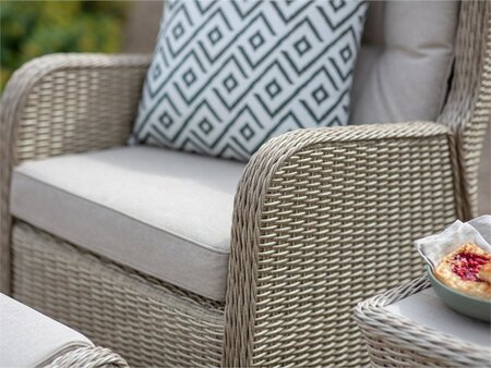 Bramblecrest Chedworth Sandstone Rattan Recliner Set with 2 Footstools & Side Table - image 2