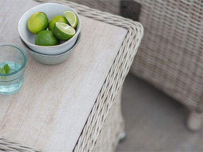 Bramblecrest Chedworth Sandstone Rattan Recliner Set with 2 Footstools & Side Table - image 5