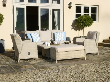 Bramblecrest Chedworth Sandstone Rattan Reclining 3 Seater Sofa with Rectangle Dual Height table - image 3