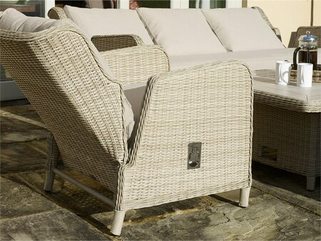 Bramblecrest Chedworth Sandstone Rattan Reclining 3 Seater Sofa with Rectangle Dual Height table - image 4