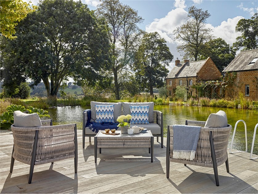 Bramblecrest Mauritius 2 Seater Sofa with Rectangle Coffee Table 2 Armchairs Birkacre Garden Centre