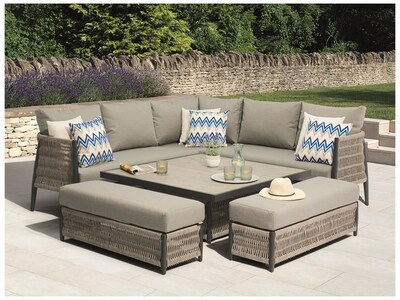 Bramblecrest Mauritius Corner Sofa with Square Dual Height Table & 2 Benches - image 2