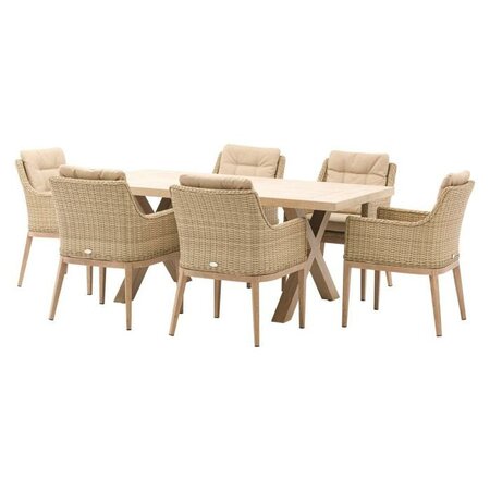 Bramblecrest Monterey Sandstone Ceramic Rectangle 6 Seat Dining set - image 2