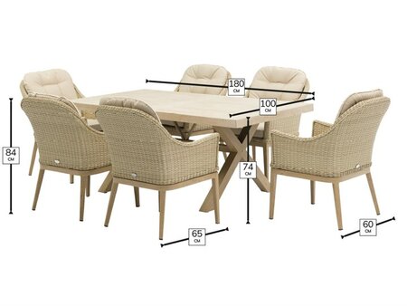 Bramblecrest Monterey Sandstone Ceramic Rectangle 6 Seat Dining set - image 4