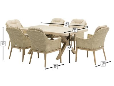 Bramblecrest Monterey Sandstone Ceramic Rectangle 6 Seat Dining set - image 4