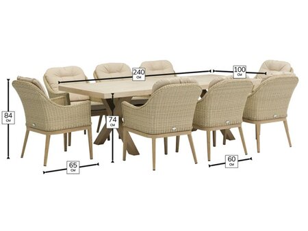 Bramblecrest Monterey Sandstone Rectangle 8 seat ceramic Table Set - image 4