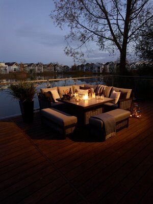 Bramblecrest Portofino Wicker Corner Sofa with Square Firepit Table & 2 Benches - image 2