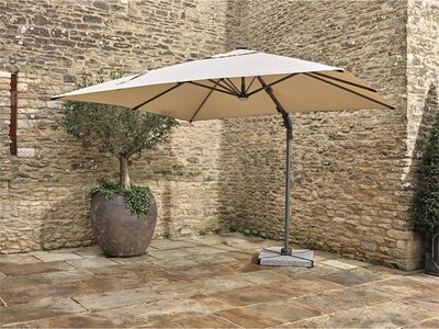 Bramblecrest Truro 3m x 3m Square Cantliever Parasol with LED'S & base Sand - image 1