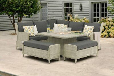 Chedworth Modular Firepit dining set- Dove Grey