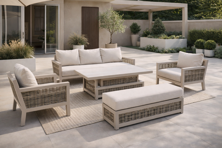 Ecru Large Lounge Set with Height Adjustable Table