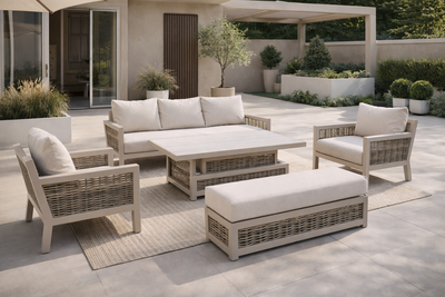 Ecru Large Lounge Set with Height Adjustable Table