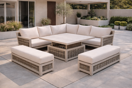 Ecru Square Set with Adjustable Table