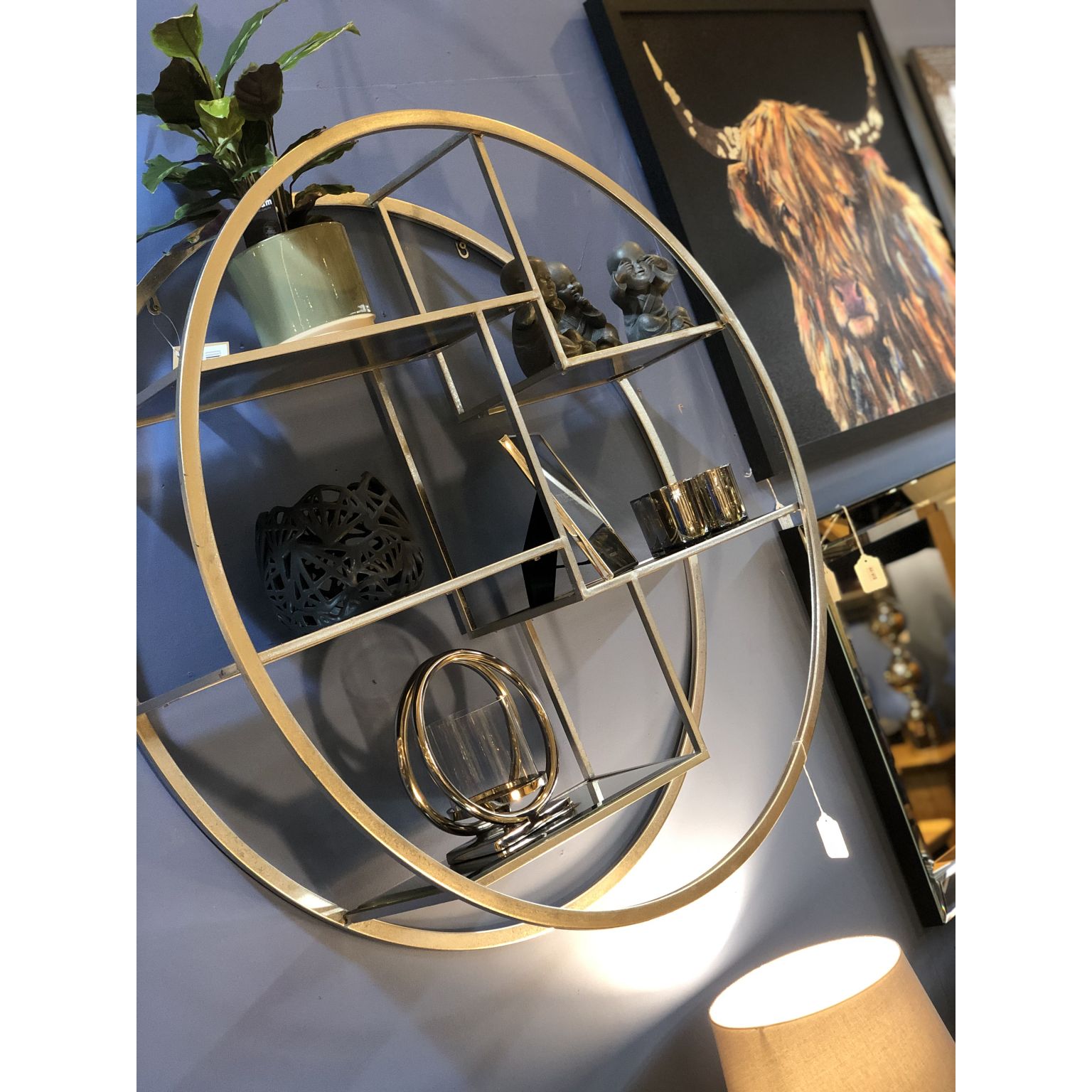 Large Circular Silver Wall Hanging Multi Shelf - Birkacre Garden Centre