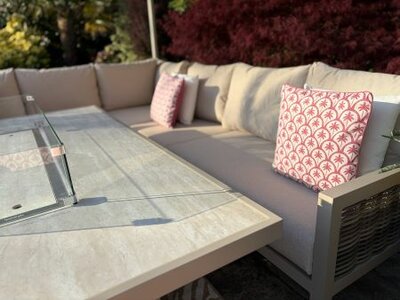 Loom Ecru Large Rectangular Corner Sofa Set with Firepit Table and Armchair - image 3