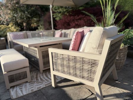 Loom Ecru Large Rectangular Corner Sofa Set with Firepit Table and Armchair - image 4