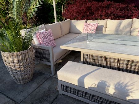Loom Ecru Large Rectangular Corner Sofa Set with Firepit Table and Armchair - image 5