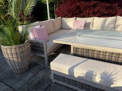 Loom Ecru Large Rectangular Corner Sofa Set with Firepit Table and Armchair - image 5