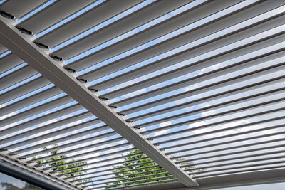 Norfolk Leisure Royce Cube Beige 3m x 3m Aluminium Pergola with Solar LED - image 2