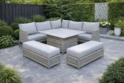 Oasis corner set with adjustable table