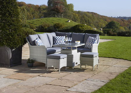 Tetbury Modular Sofa with Mini Adjustable Casual Dining Table & 2 Stools  - Cloud